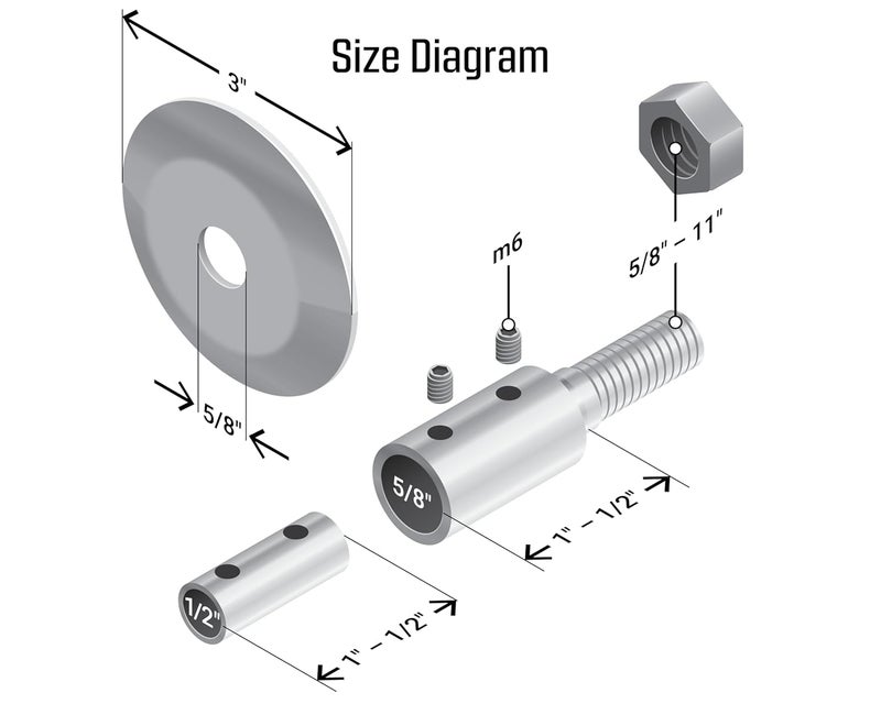 LINE10 Tools Machine Adapter Grinder Extension - 5/8" Thread, Fits 1/2" or 5/8" Arbor, Converts Bench Grinder into Buffing Machine for 8-Inch Airway Buffing Wheels - Image 3